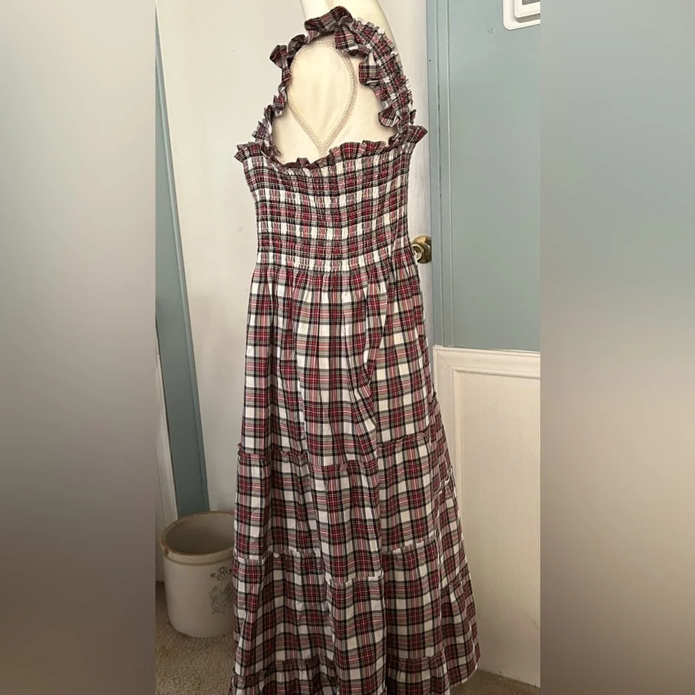 Hill House White and Red Plaid Ruffled Maxi Dress - Picture 2 of 5